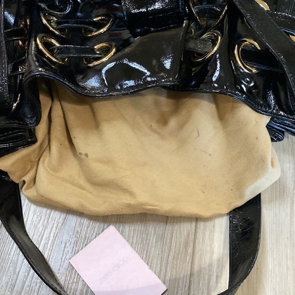🎄JIMMY choo black crinkled patent leather large riki tote bag - Picture 13 of 14